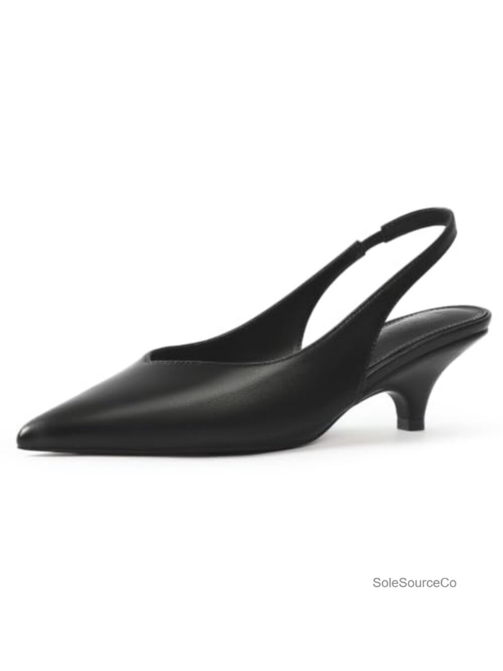 Pointy Toe Slingback Kitten Heels Faux Leather Pumps for Women